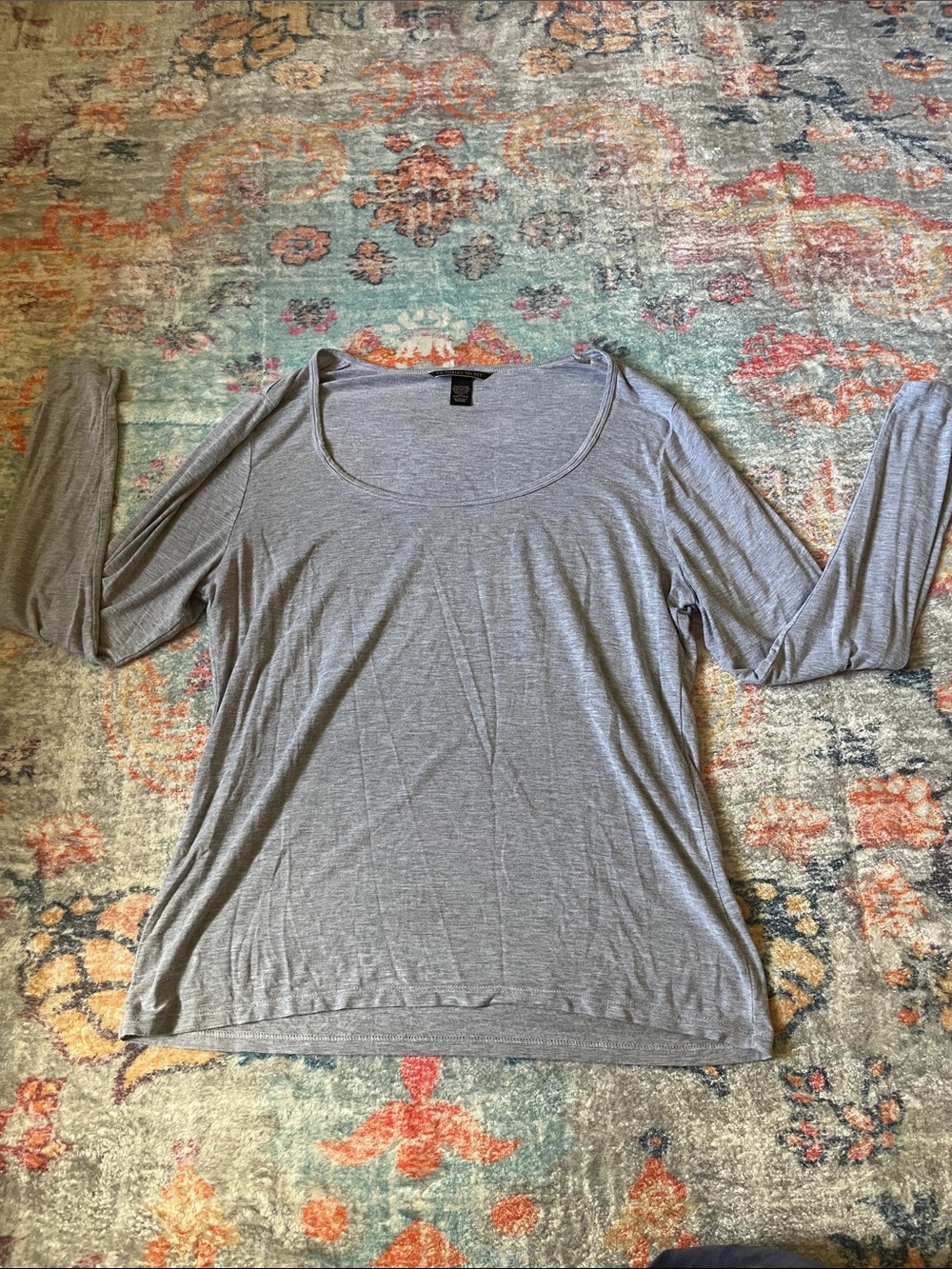 Victoria's Secret Light Gray Scoop Neck Long Sleeve Top